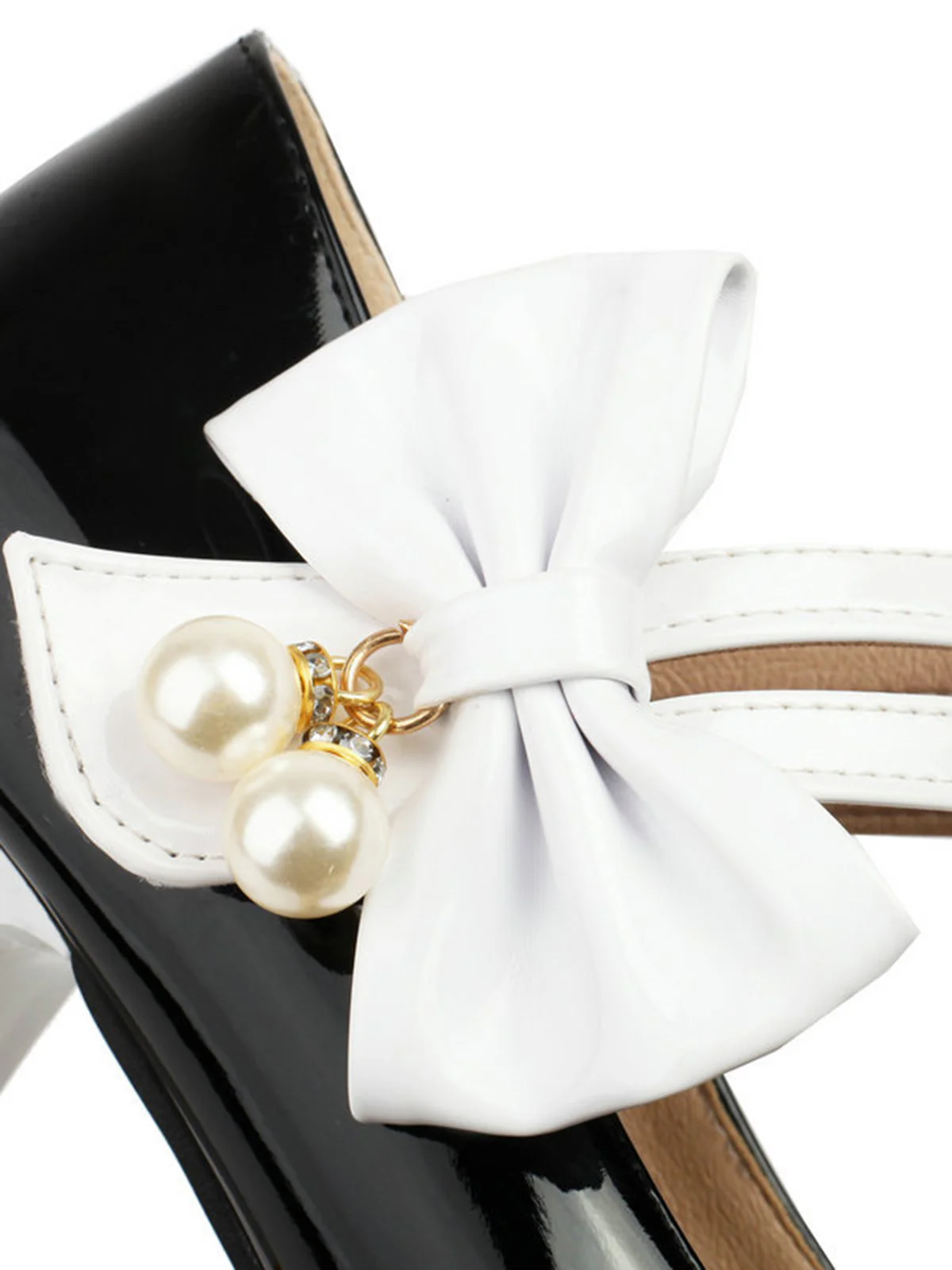 Mary Jane Color Block Side Bow High Heel Shoes - Image 5
