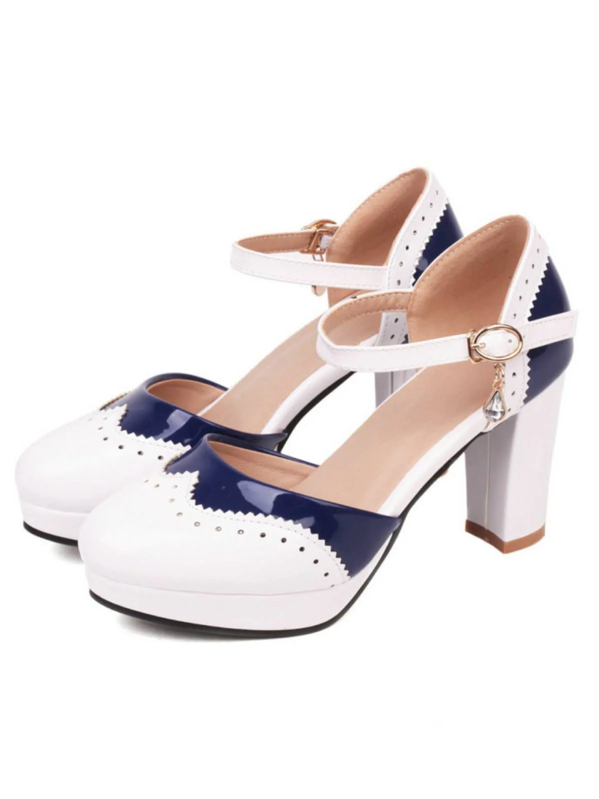 Mary Jane Patchwork High Heels Shoes - Image 3