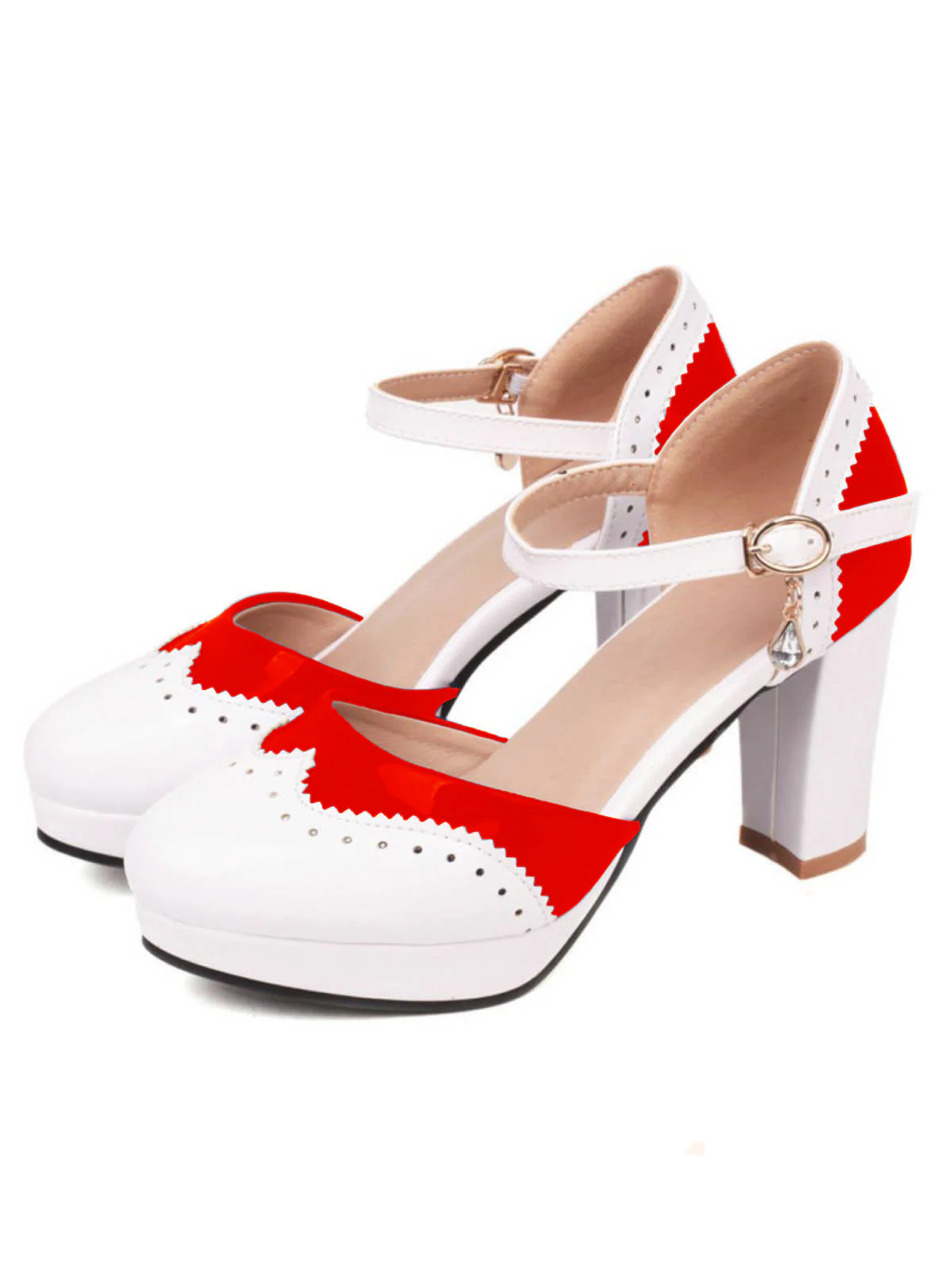 Mary Jane Patchwork High Heels Shoes - Image 6