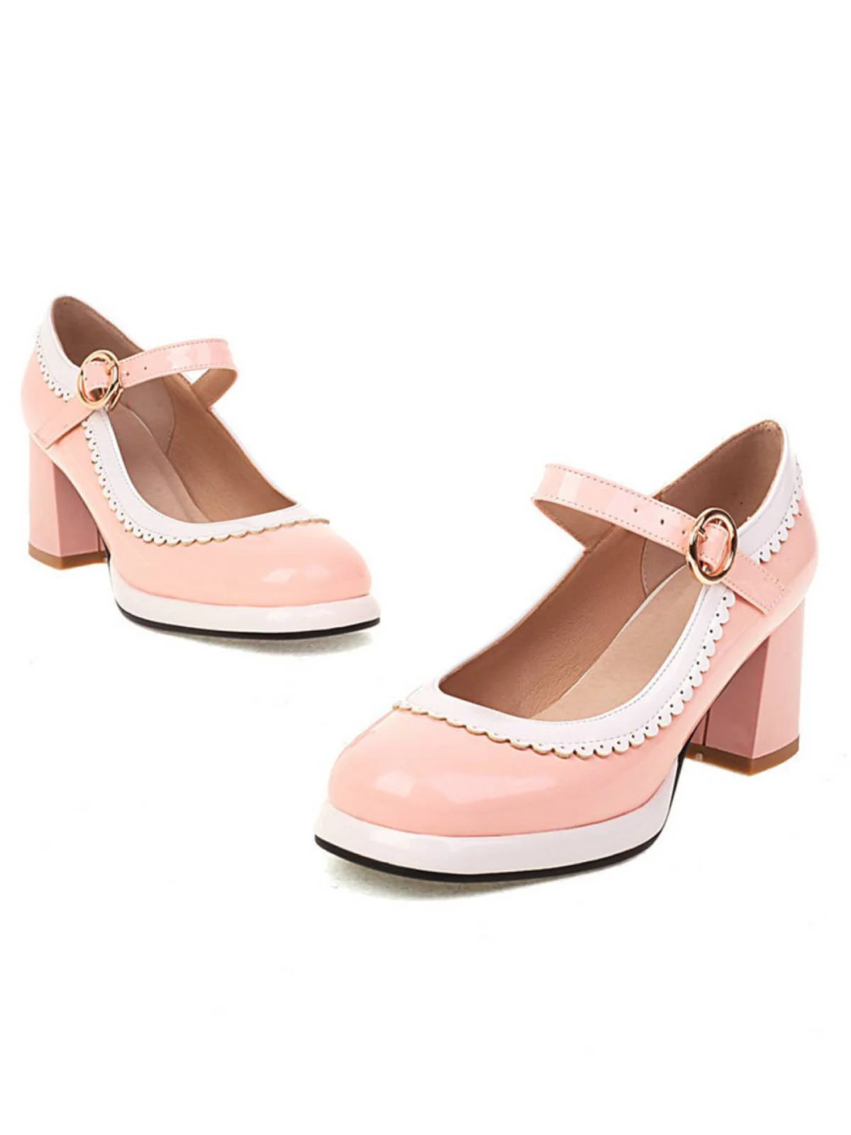 Mary Jane Patchwork High Heels Shoes - Image 10