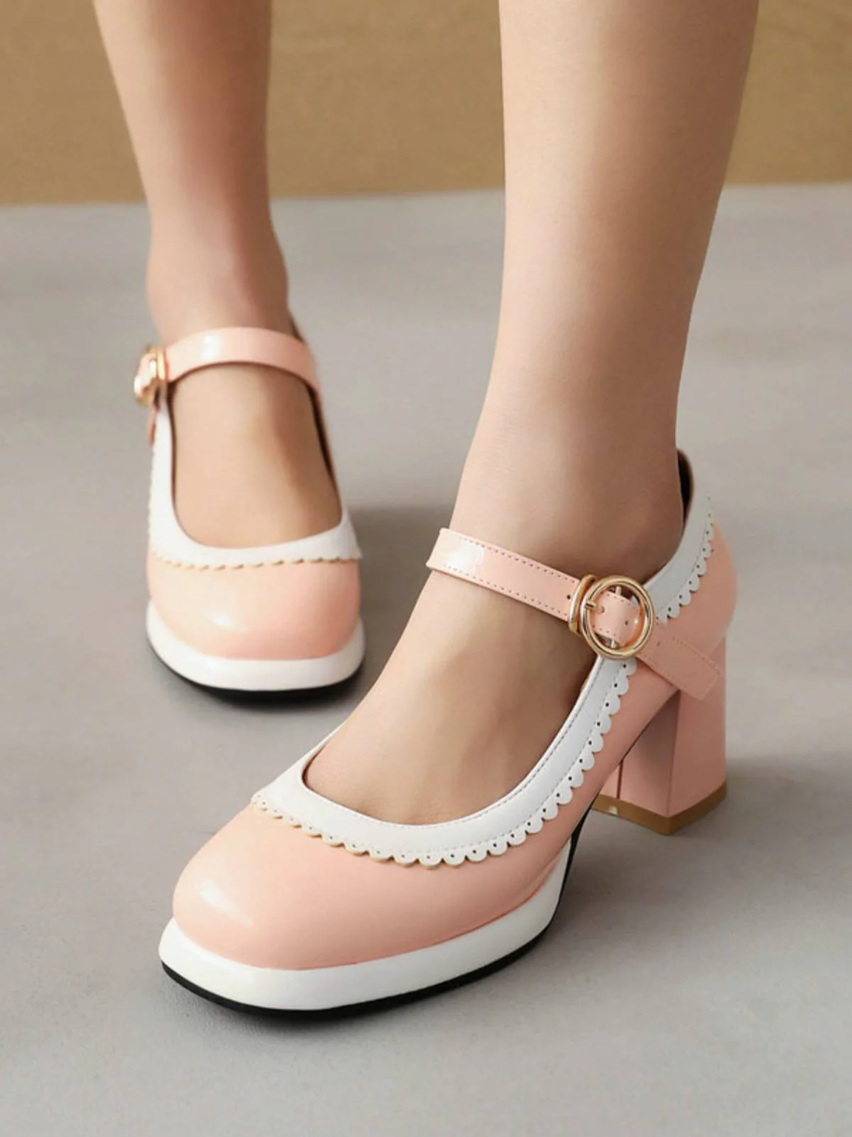 Mary Jane Patchwork High Heels Shoes - Image 11