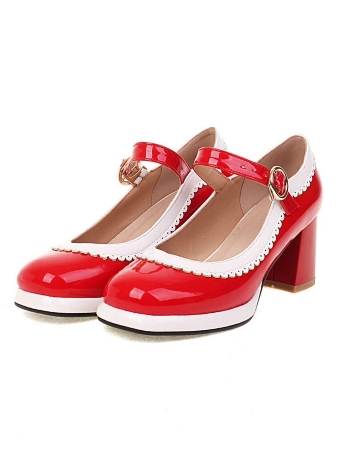 Mary Jane Patchwork High Heels Shoes - Image 5
