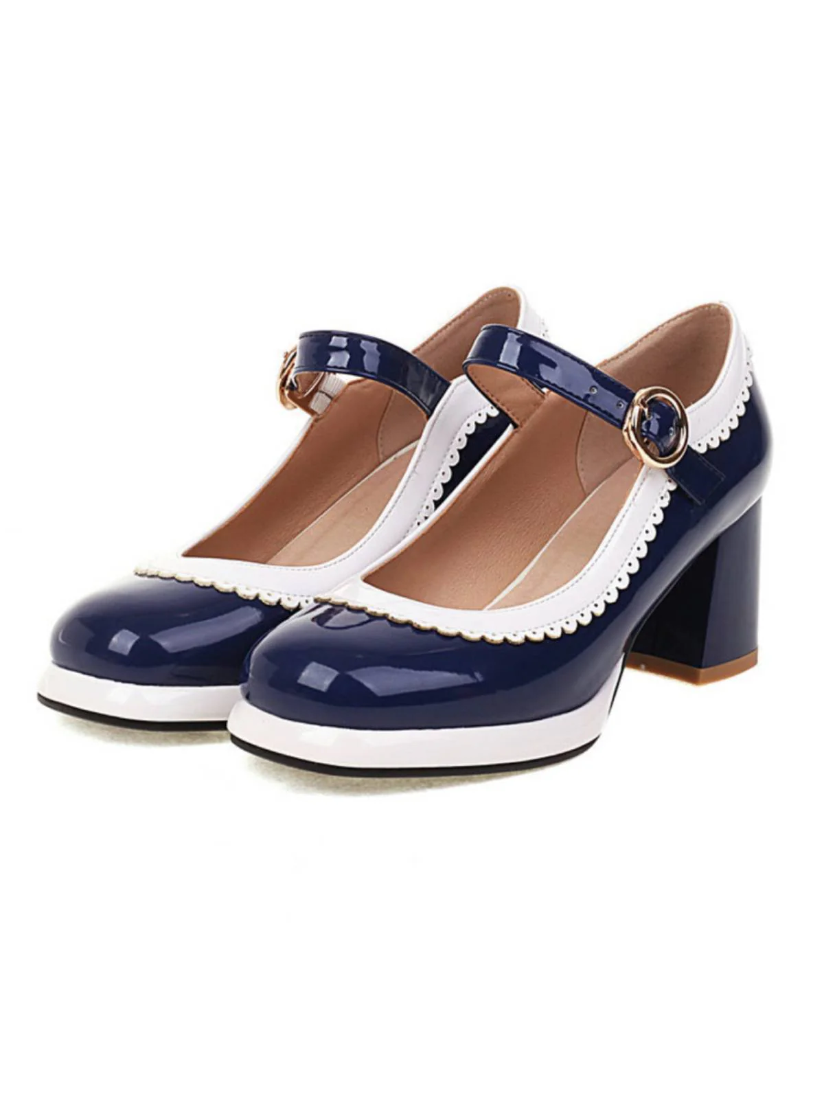 Mary Jane Patchwork High Heels Shoes - Image 7