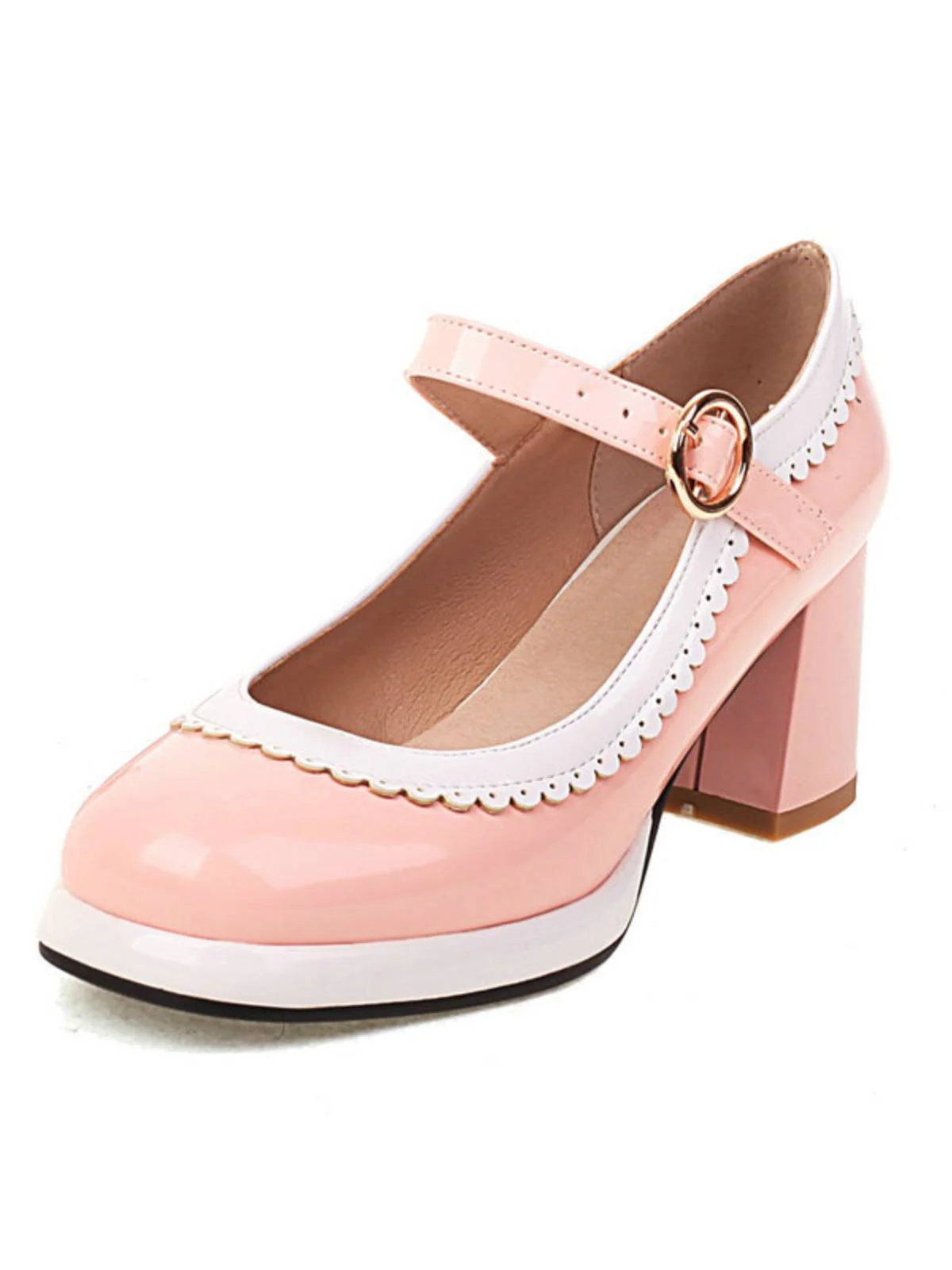 Mary Jane Patchwork High Heels Shoes - Image 9