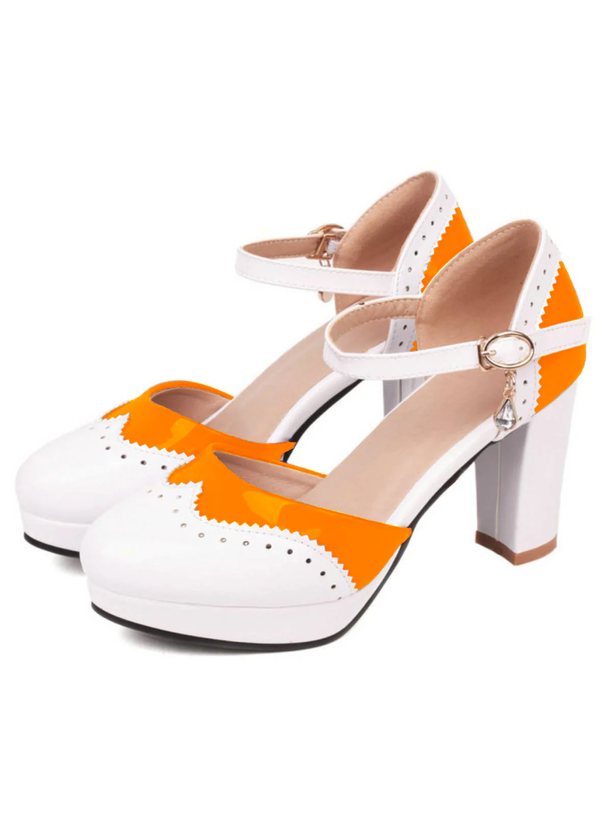 Mary Jane Patchwork High Heels Shoes - Image 3