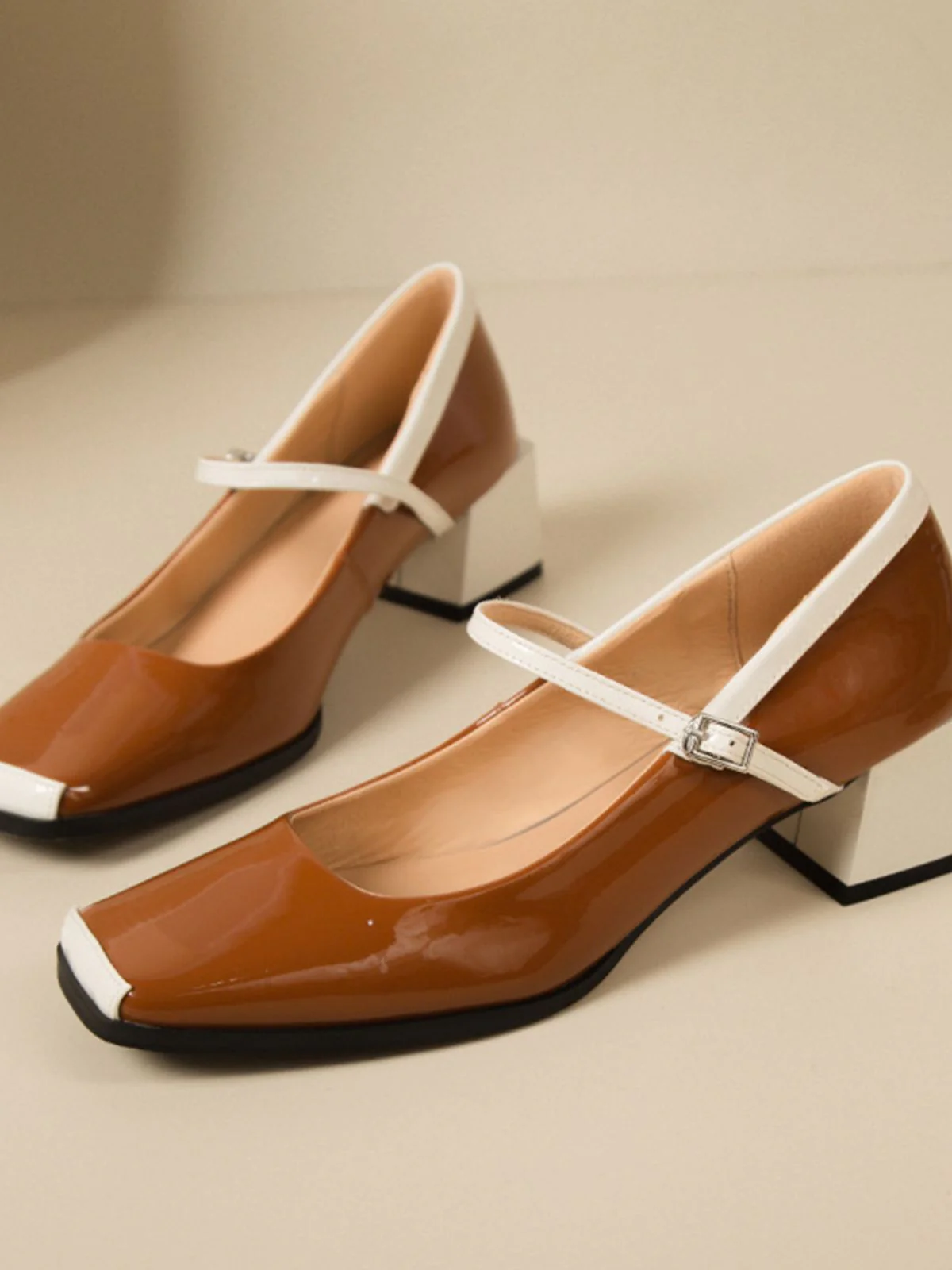 Mary Jane Patent Leather Chunky Heel Shoes - Image 2