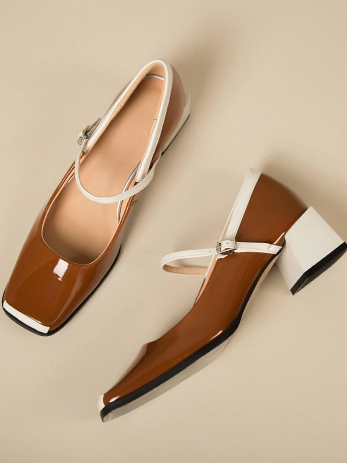 Mary Jane Patent Leather Chunky Heel Shoes - Image 3