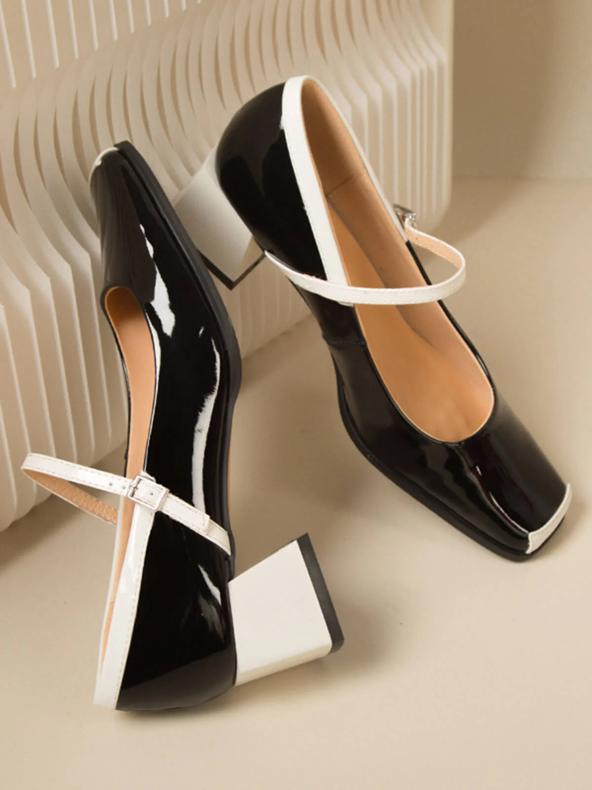 Mary Jane Patent Leather Chunky Heel Shoes - Image 7