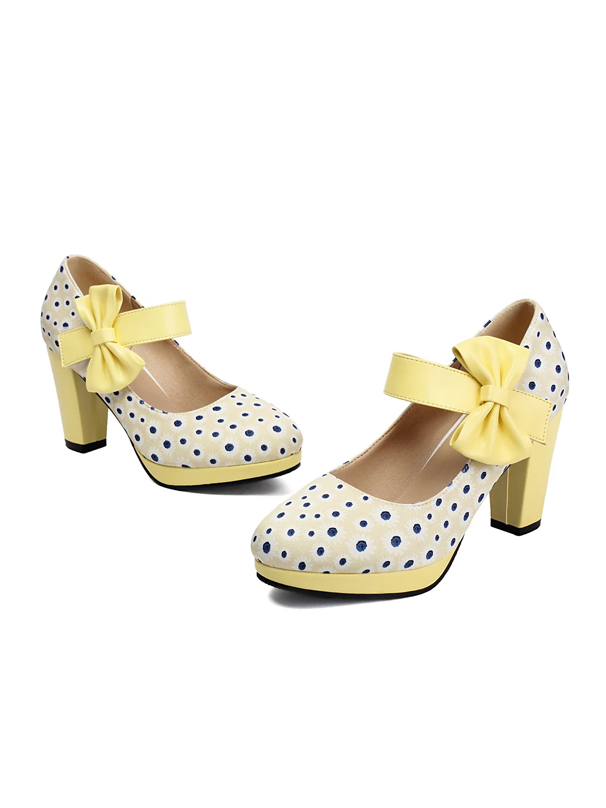 Mary Jane Polka Dots Bowknot Chunky Heels - Image 11