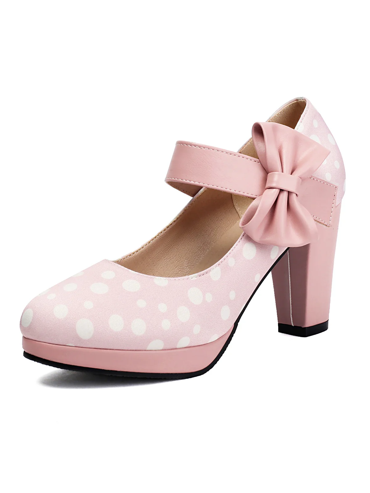 Mary Jane Polka Dots Bowknot Chunky Heels - Image 20