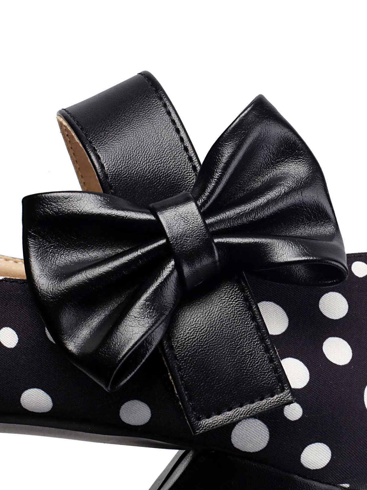 Mary Jane Polka Dots Bowknot Chunky Heels - Image 5