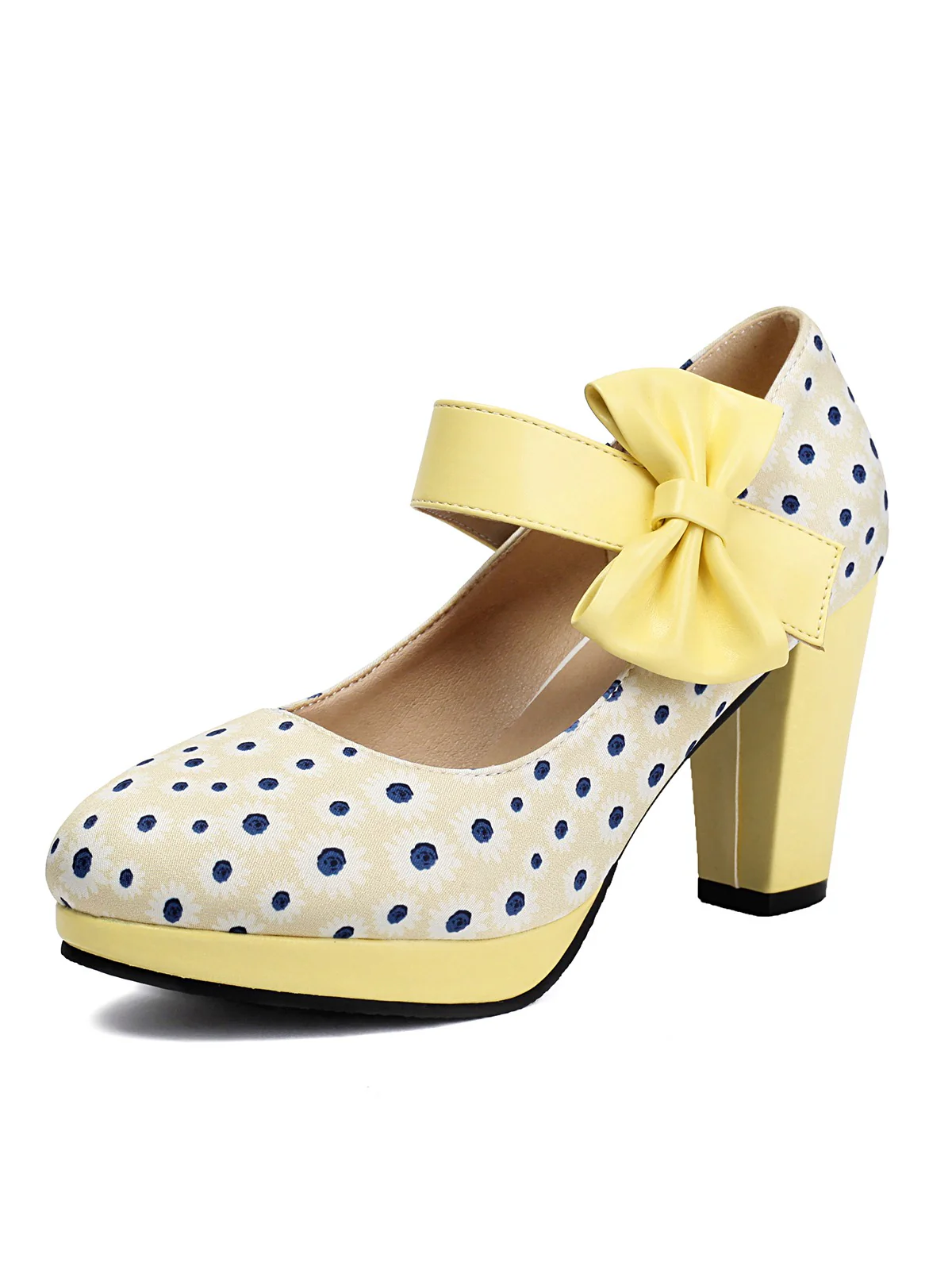 Mary Jane Polka Dots Bowknot Chunky Heels - Image 9