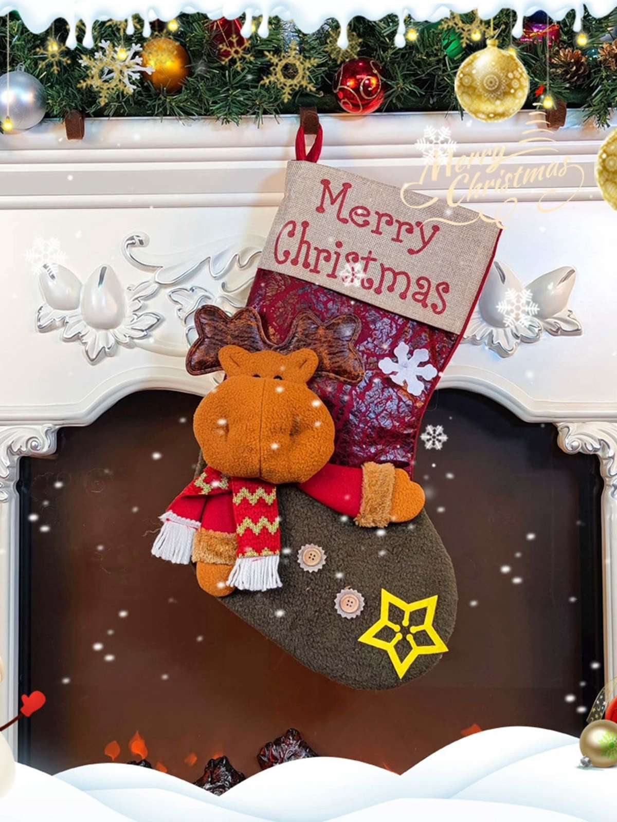 Merry Christmas 3D Cartoon Stockings Gift Bag - Image 5