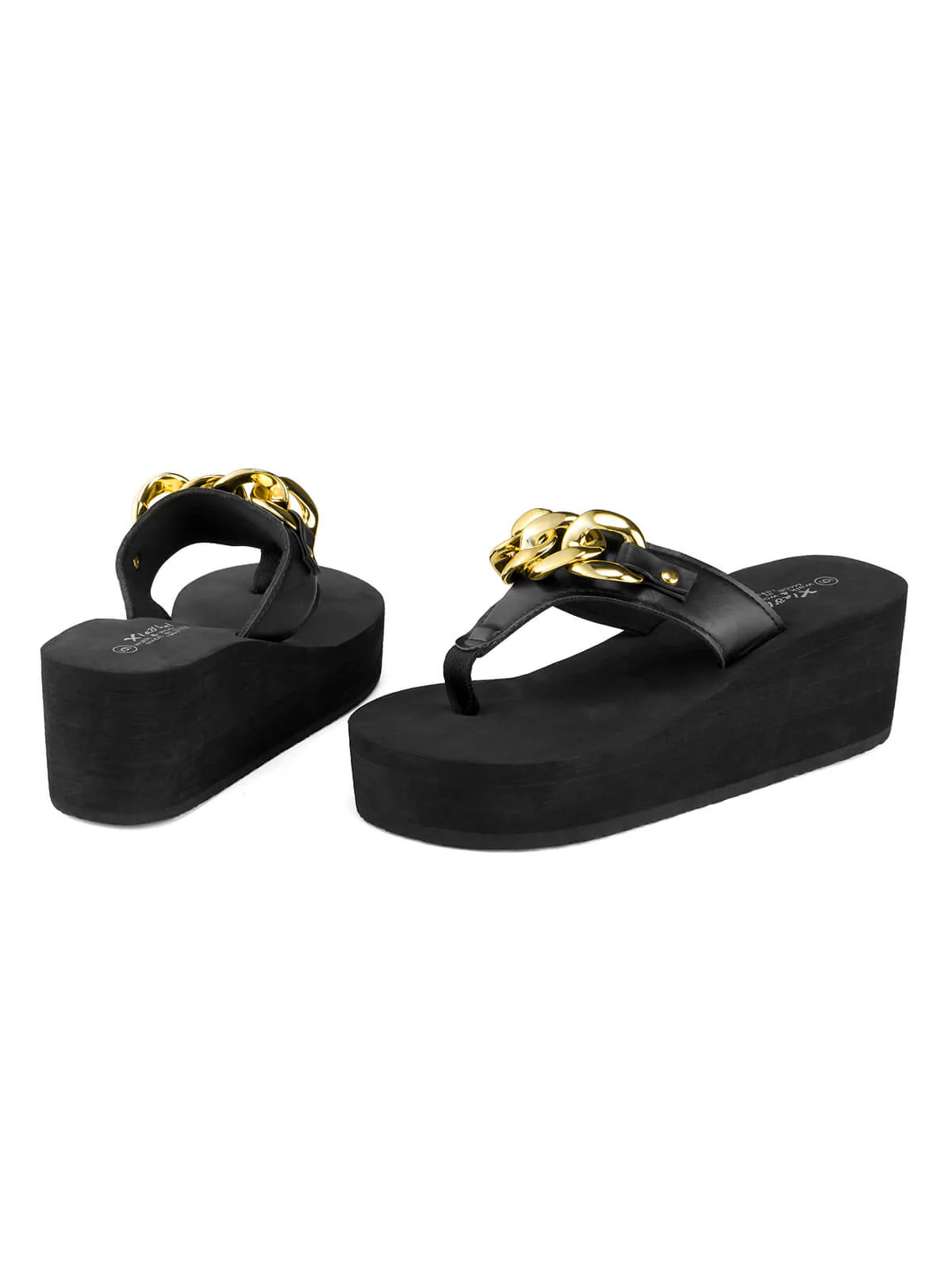Metal Chain Wedge Flip Flop Slippers - Image 3