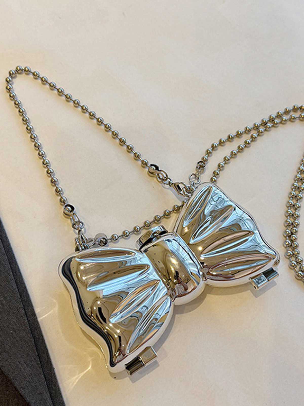 Metallic Bow Beaded Chain Bag - Image 10