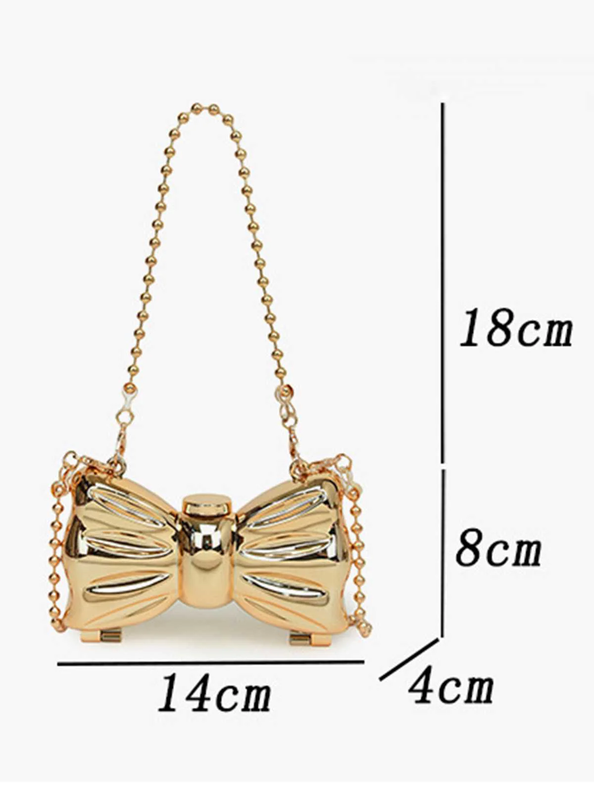 Metallic Bow Beaded Chain Bag - Image 4