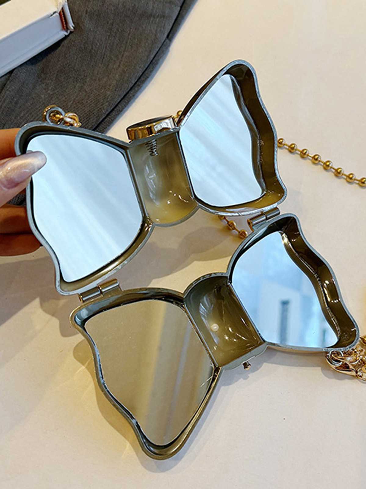 Metallic Bow Beaded Chain Bag - Image 5