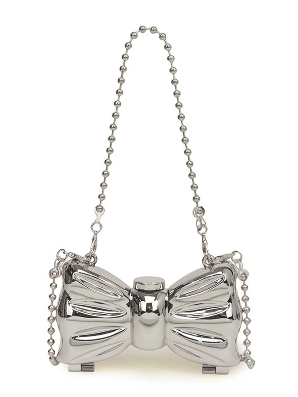 Metallic Bow Beaded Chain Bag - Image 6