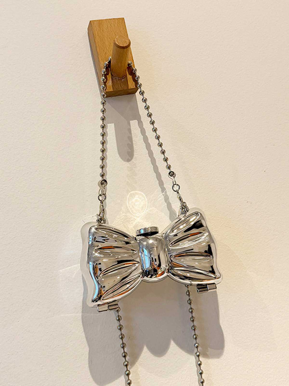 Metallic Bow Beaded Chain Bag - Image 7