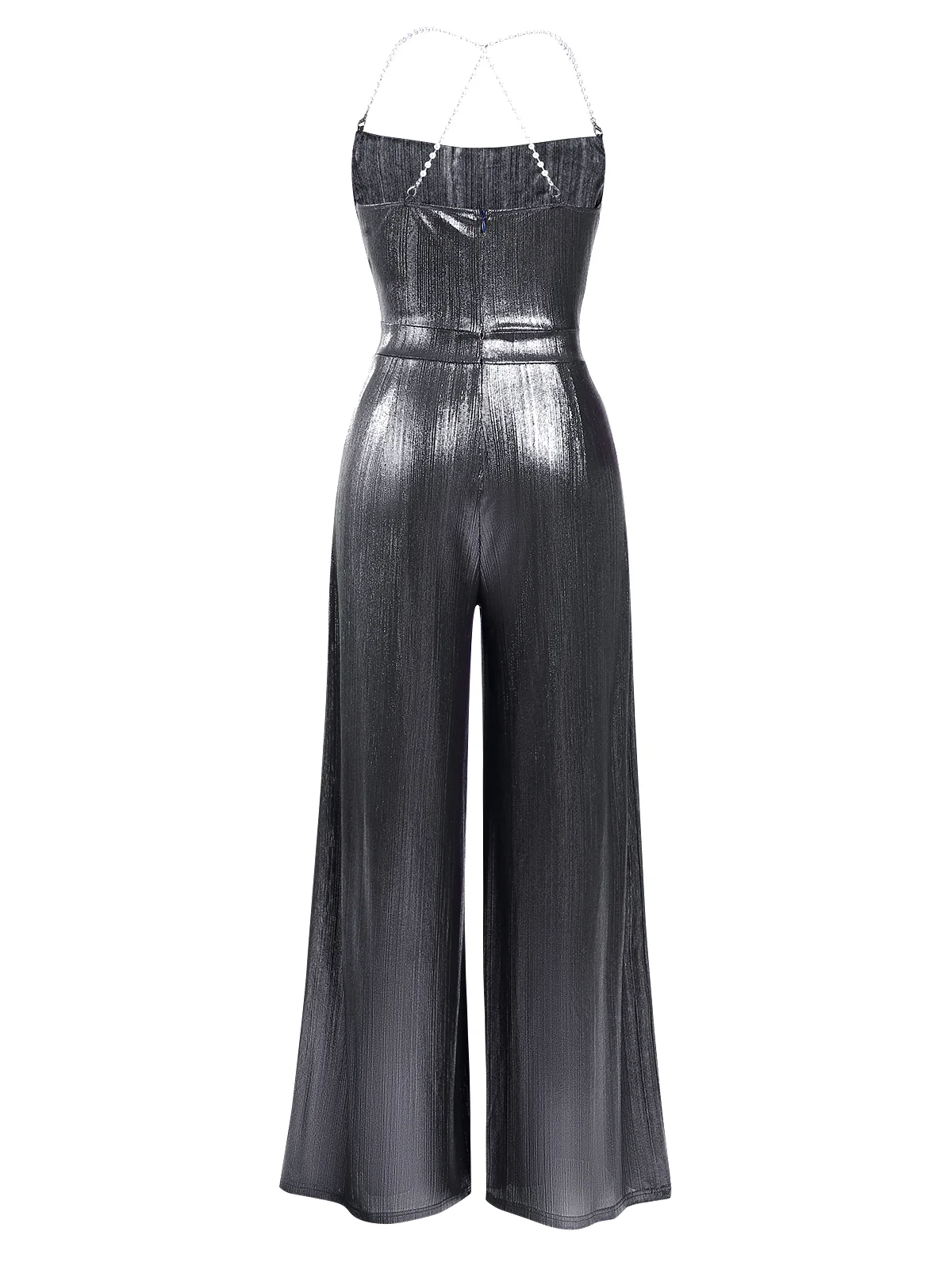 Metallic Red 1980s Cowl Neck Spaghetti Strap Jumpsuit - Image 11