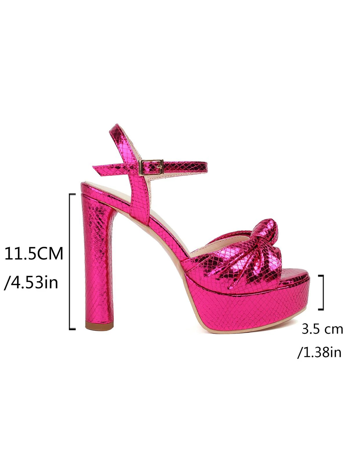 Metallic Snake Print Chunky High Heel Sandals - Image 9