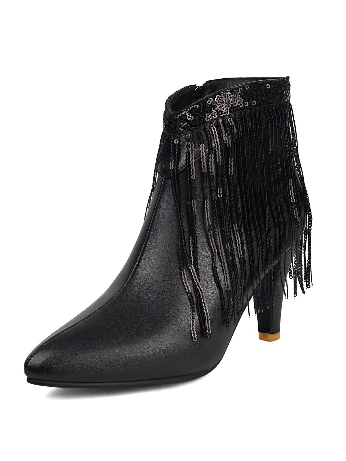 Metallic Tassel Pointed Toe Stiletto Chelsea Boots - Image 3