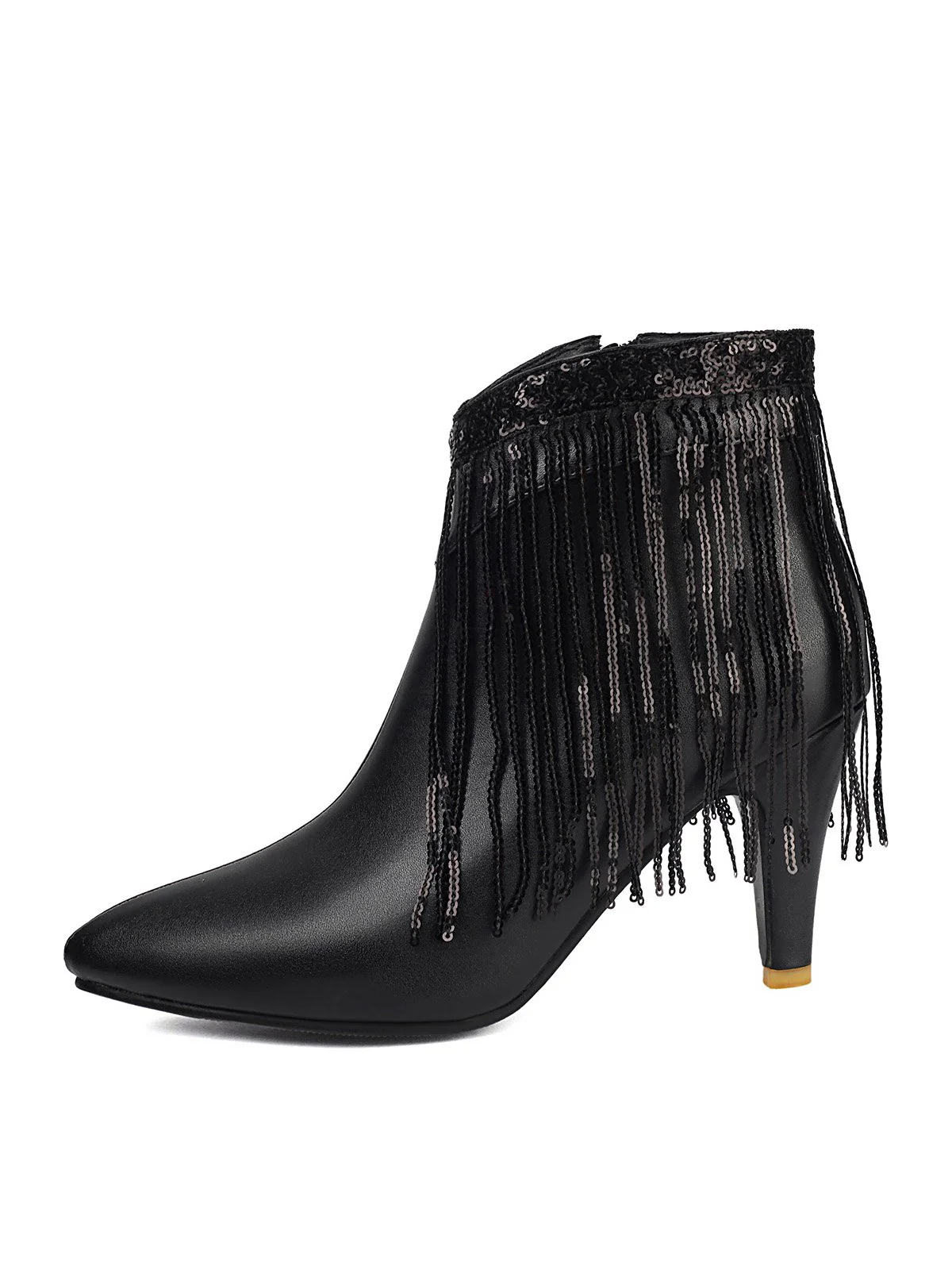 Metallic Tassel Pointed Toe Stiletto Chelsea Boots - Image 6