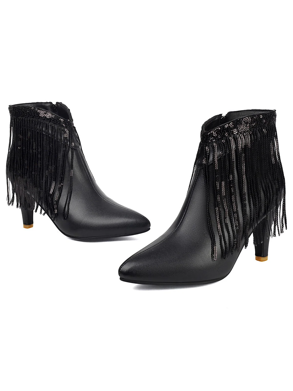 Metallic Tassel Pointed Toe Stiletto Chelsea Boots - Image 7