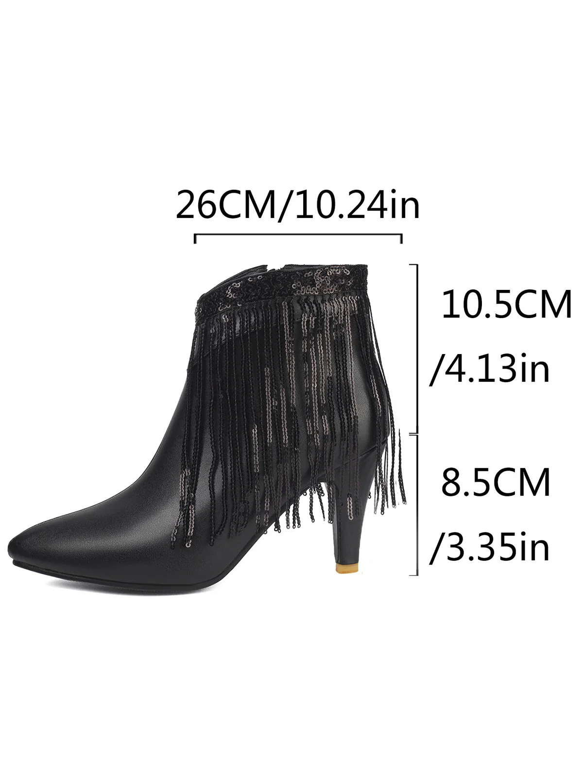 Metallic Tassel Pointed Toe Stiletto Chelsea Boots - Image 8