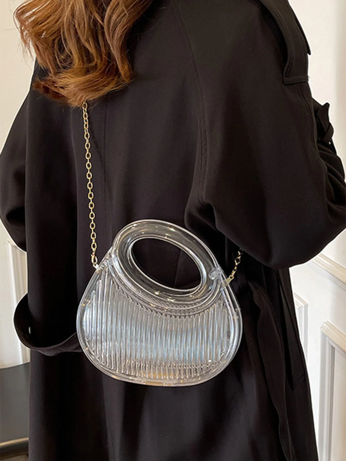 Metallic Top-Handle Chain Crossbody Bag - Image 3