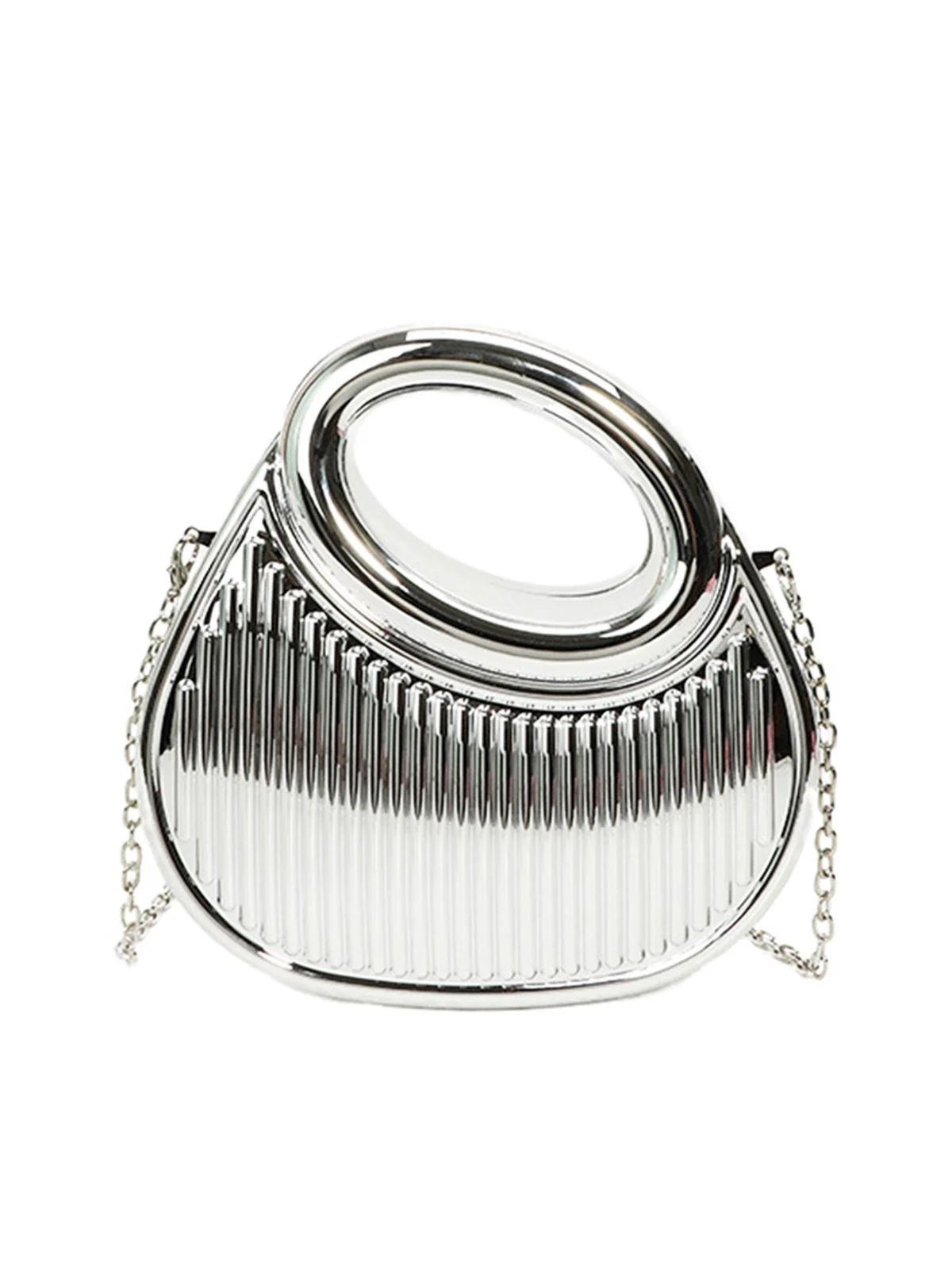 Metallic Top-Handle Chain Crossbody Bag - Image 5