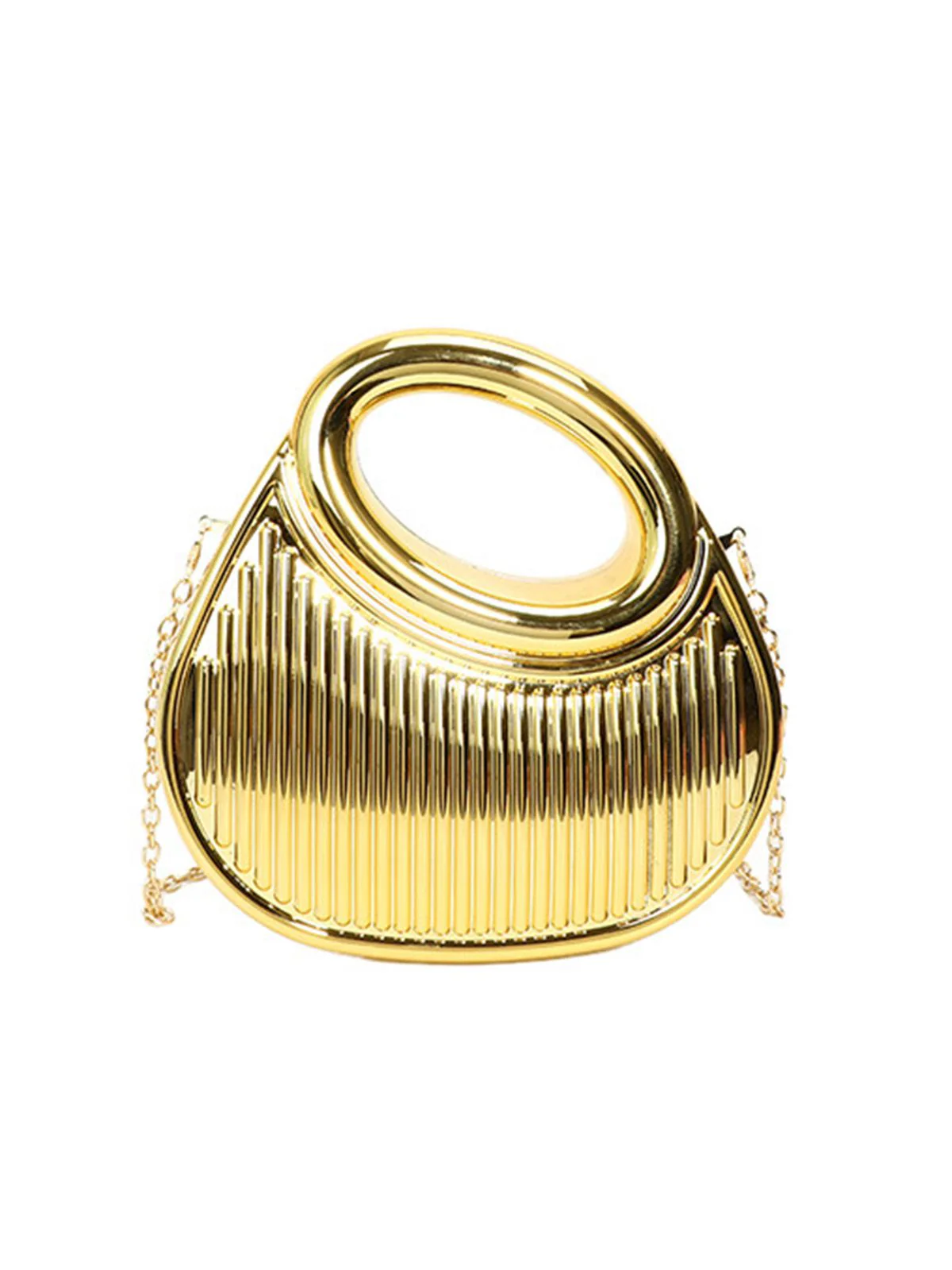 Metallic Top-Handle Chain Crossbody Bag - Image 7