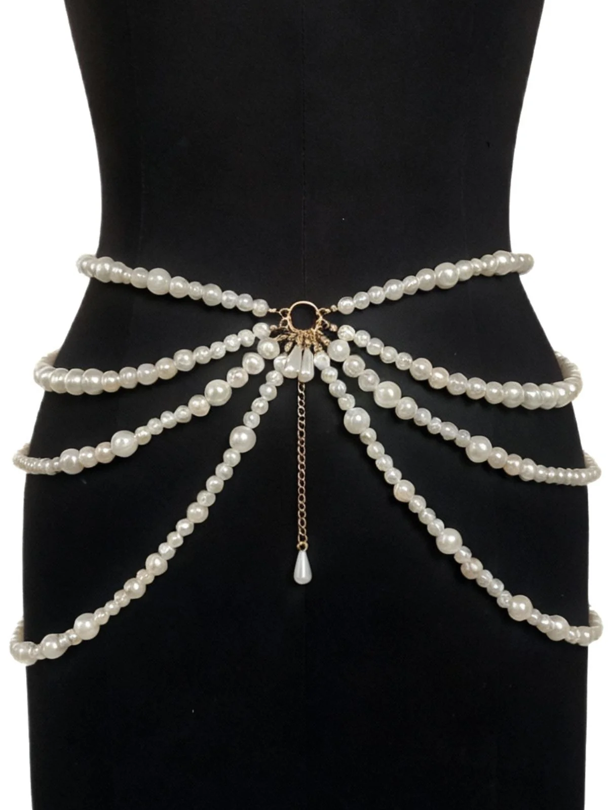 Multi-Layer Pearl Teardrop Pendant Waist Chain - Image 2