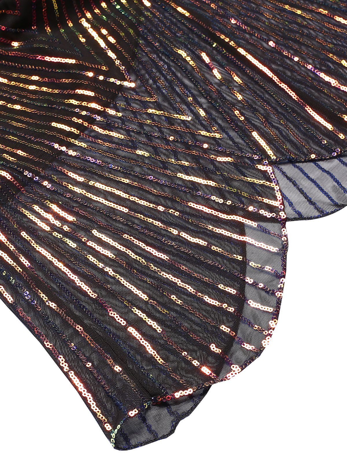 Multicolor 1920s V-Neck Sequined Fishtail Dress - Image 4
