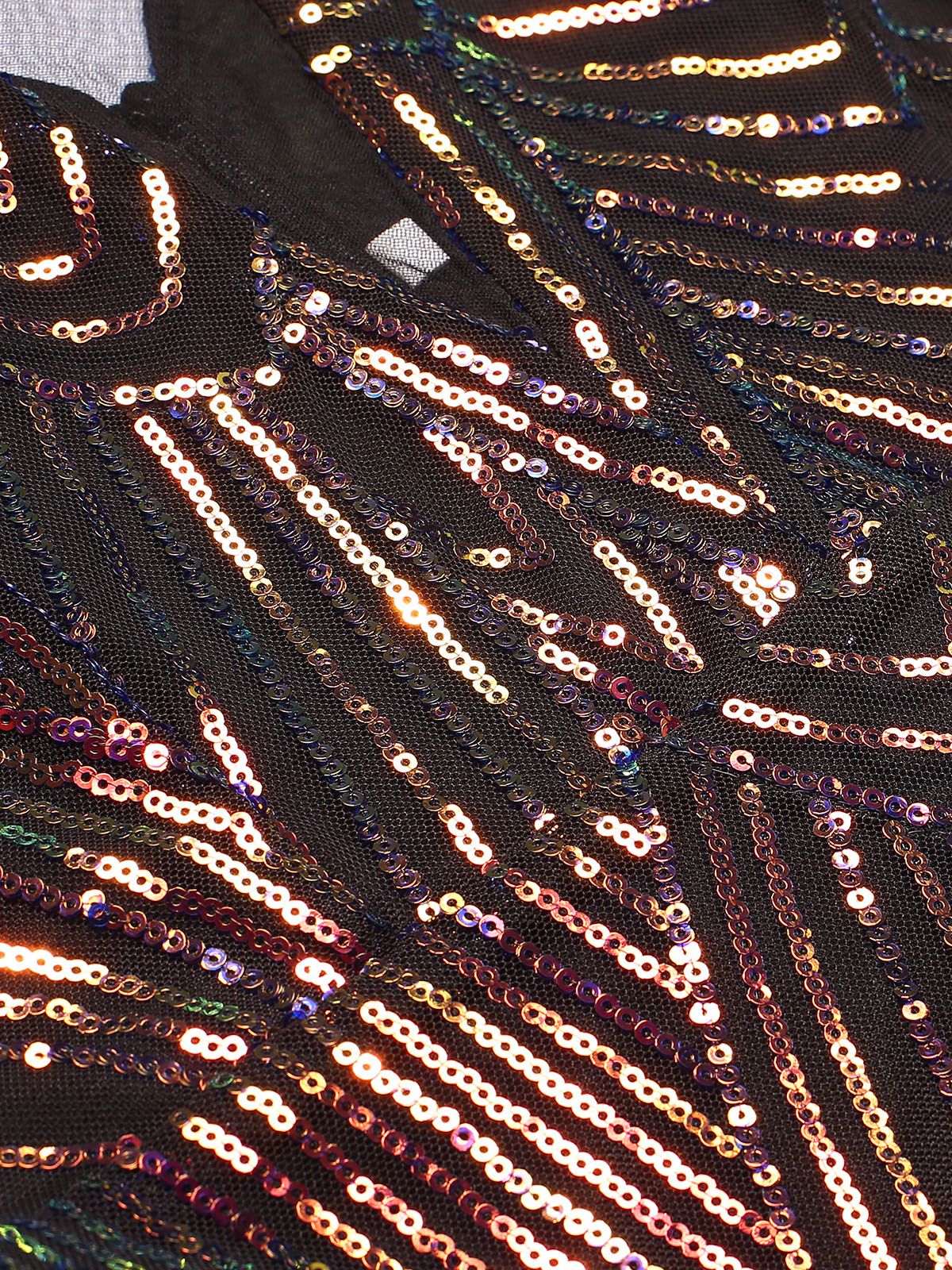 Multicolor 1920s V-Neck Sequined Fishtail Dress - Image 5