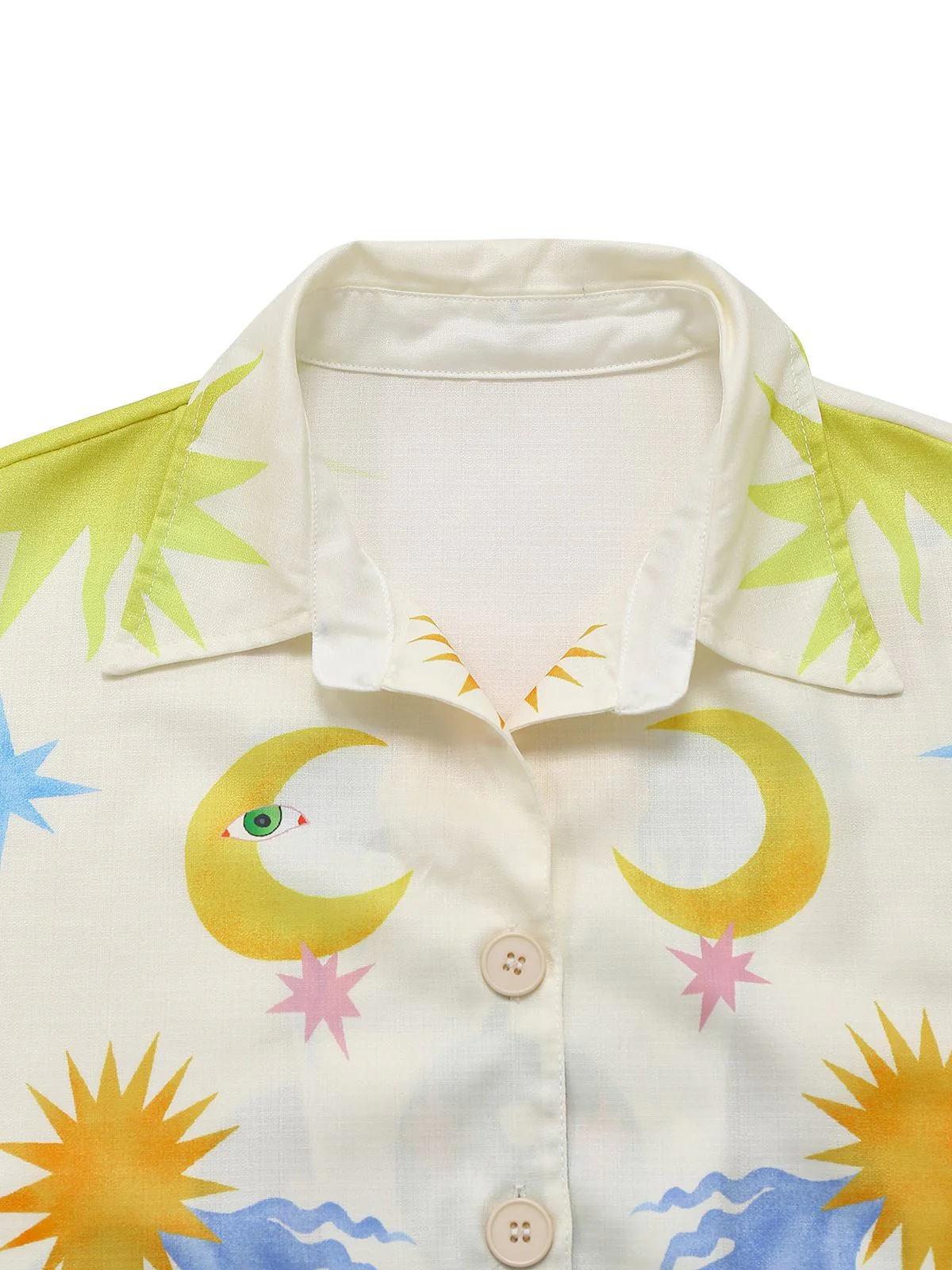 Multicolor 1930s Cartoon Animals Shirt Collar Jumpsuit - Image 3