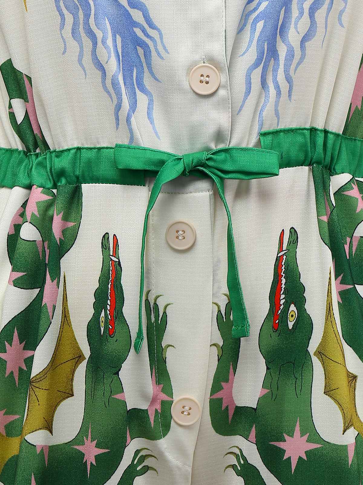 Multicolor 1930s Cartoon Animals Shirt Collar Jumpsuit - Image 4