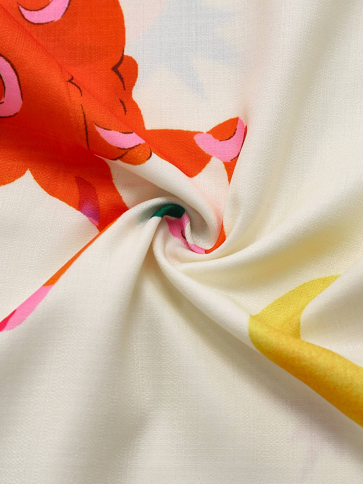 Multicolor 1930s Cartoon Animals Shirt Collar Jumpsuit - Image 6