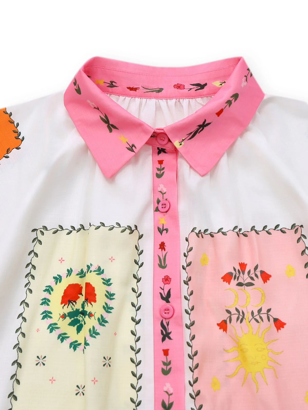Multicolor 1930s Floral Sun Moon Belted Dress - Image 3
