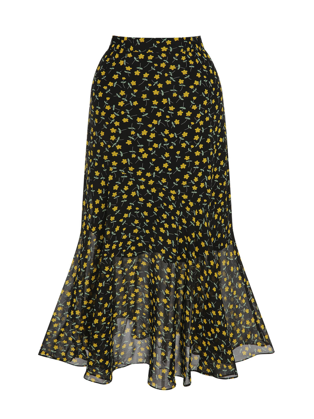 Multicolor 1930s Flowers Fishtail Skirt - Image 2