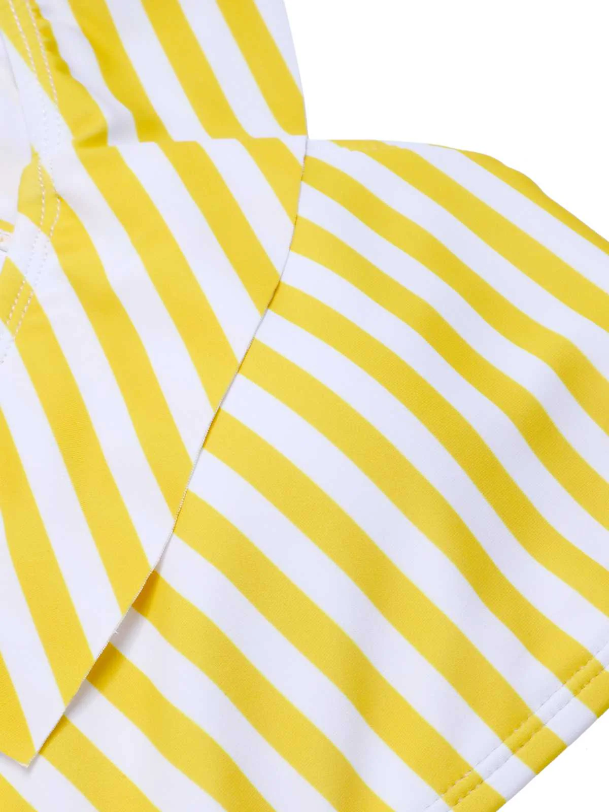 Multicolor 1930s Off-Shoulder Stripes Swimsuit - Image 5