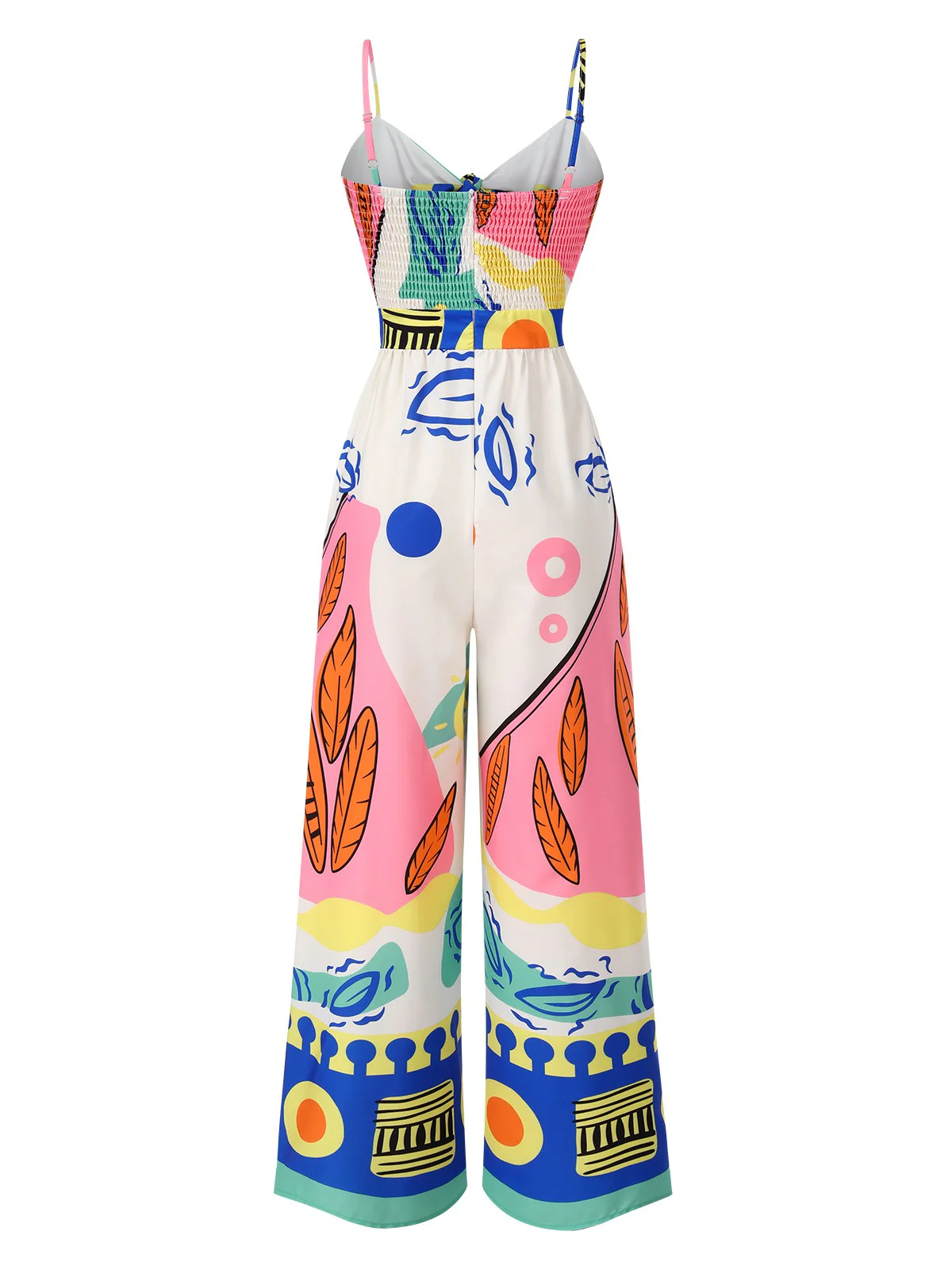 Multicolor 1930s Painting Chest Tie Jumpsuit - Image 2