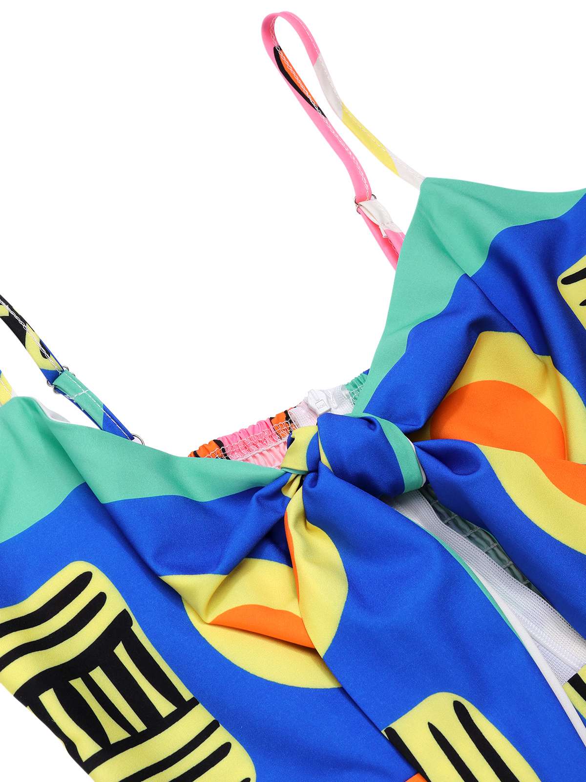 Multicolor 1930s Painting Chest Tie Jumpsuit - Image 3
