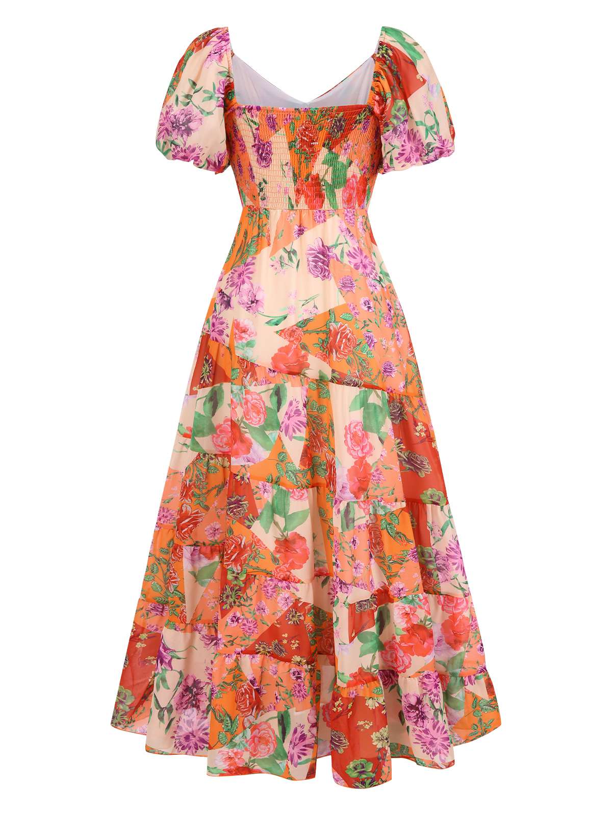 Multicolor 1930s Sweetheart Neck Floral Maxi Dress - Image 2
