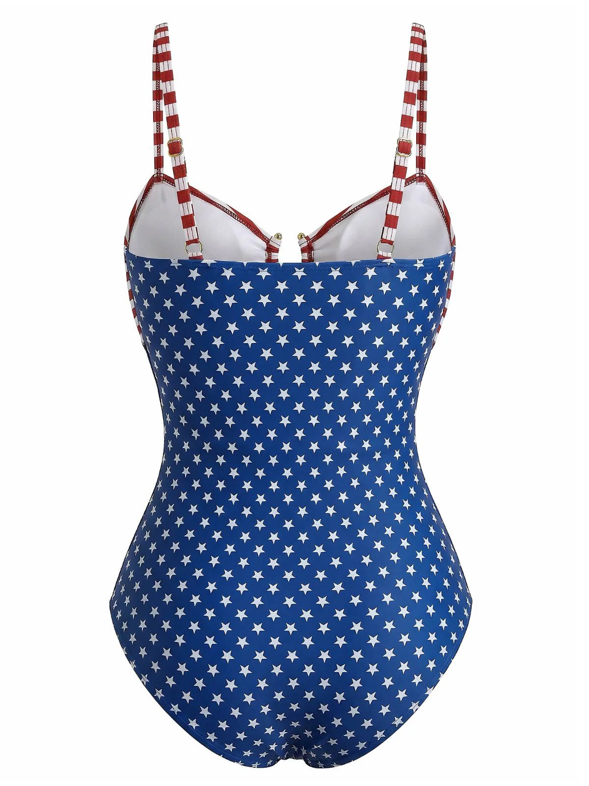 1940s Stars Striped Cutout One-Piece Swimsuit - Image 3