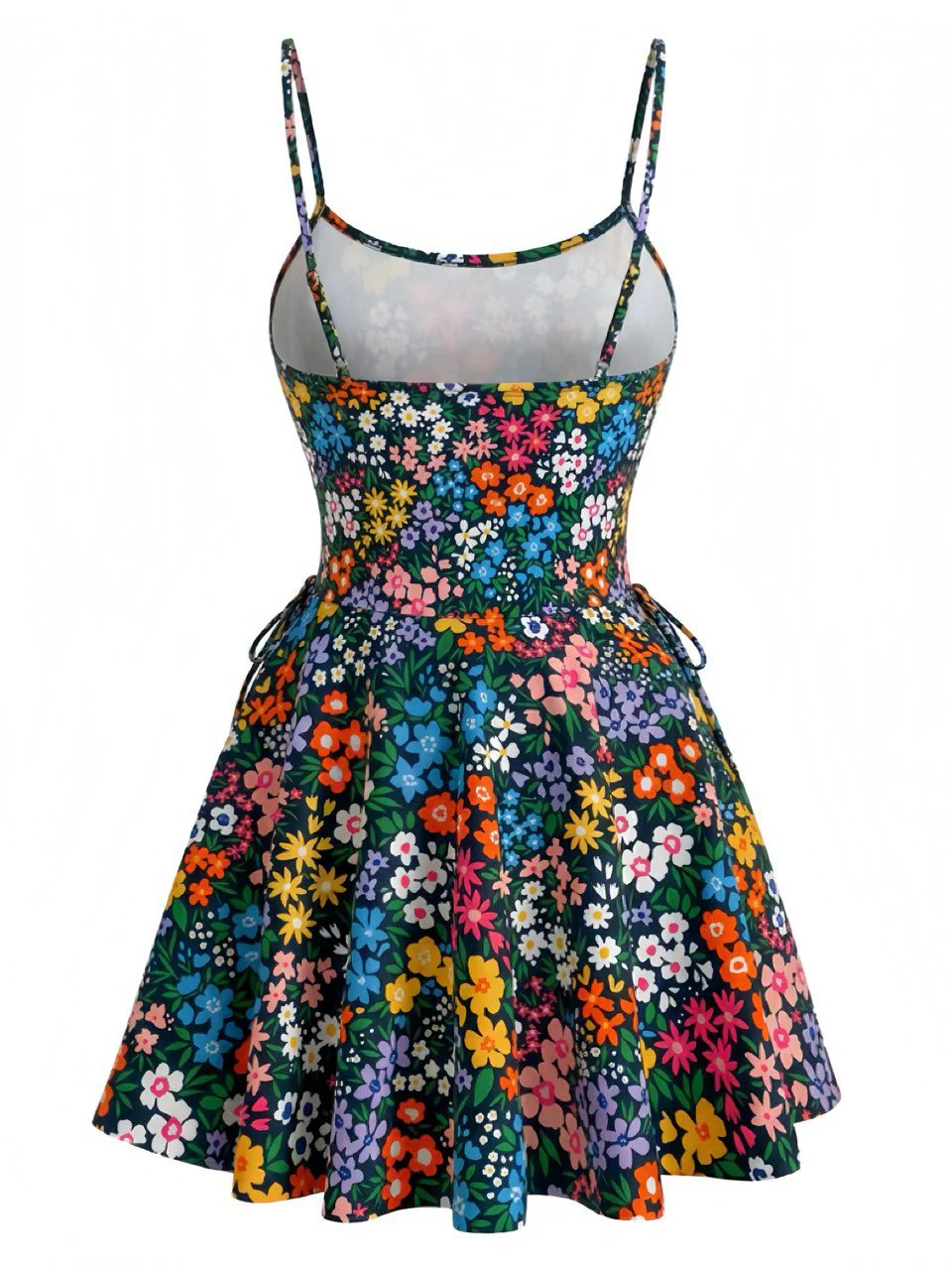 Multicolor 1940s Floral U-Neck Tankini Set - Image 3