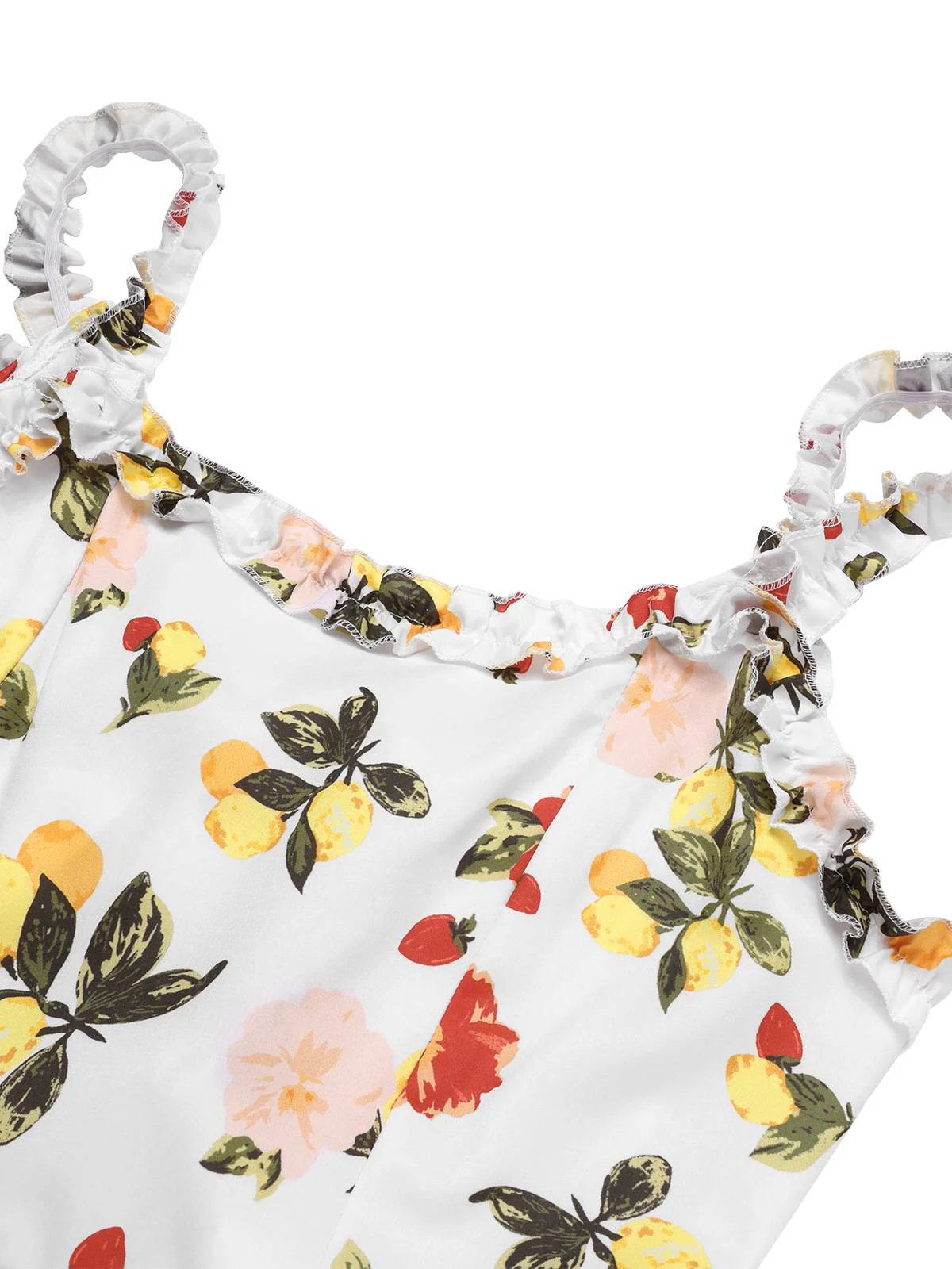 Multicolor 1940s Back Hollow Lemon Floral Dress - Image 3