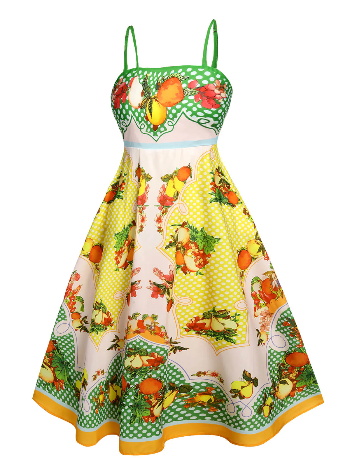 Multicolor 1940s Lemonis Print Midi Dress - Image 2