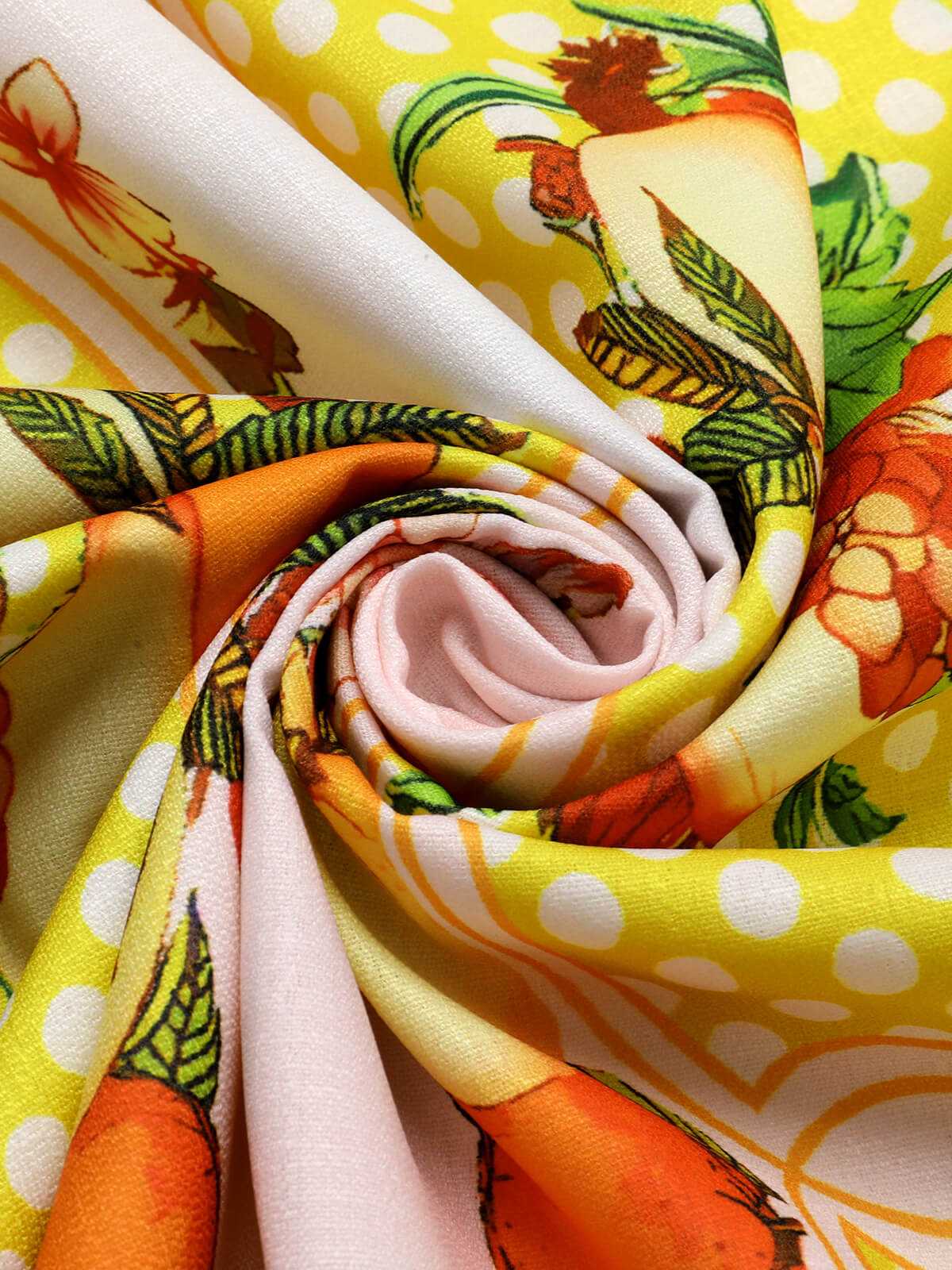 Multicolor 1940s Lemonis Print Midi Dress - Image 4
