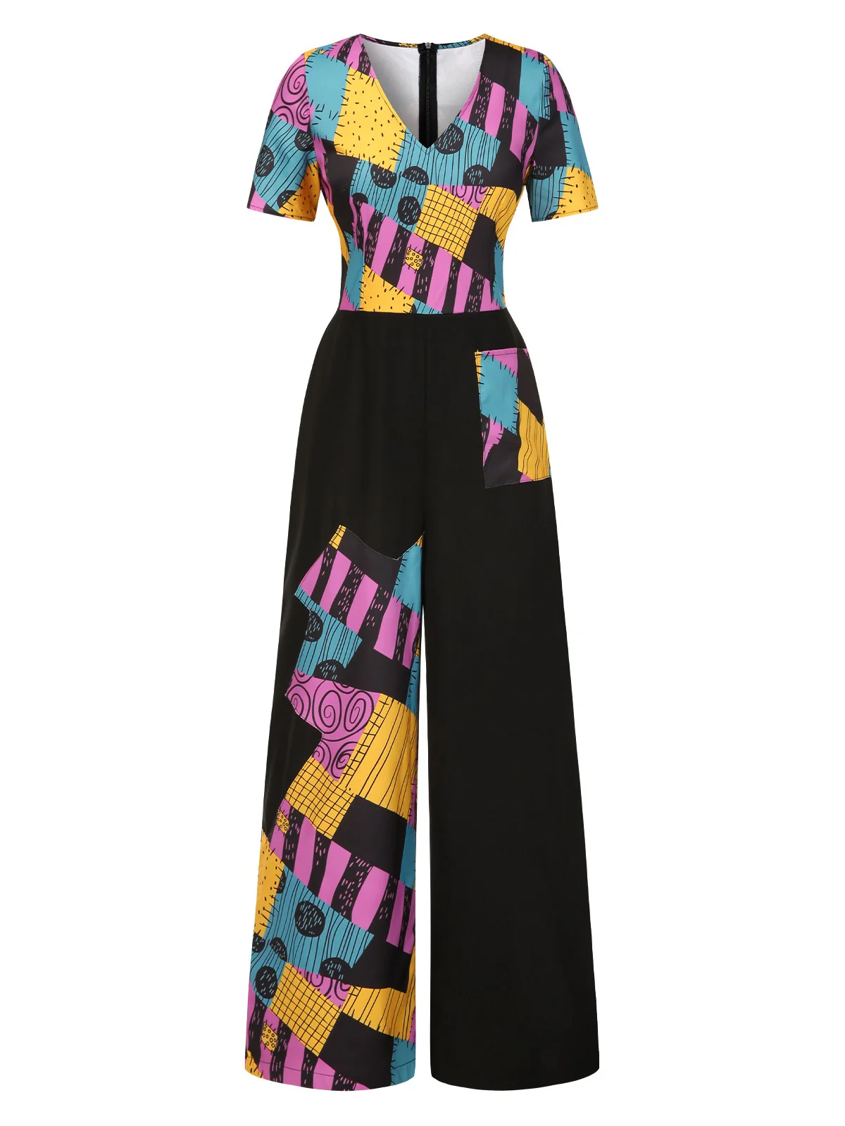 Multicolor 1940s Nightmare Before Christmas Sally Jumpsuit - Image 3